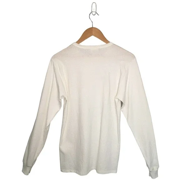 Champion Mens Small Heritage Logo Cotton Shirt Round Neck Long Sleeves White - Picture 10 of 12
